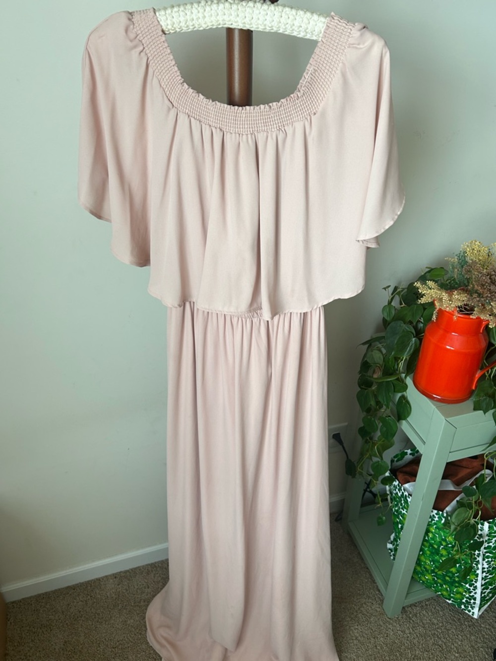 Show Me Your Mumu Blush Pink Off Shoulder Maxi Dress XL Flowy Boho
